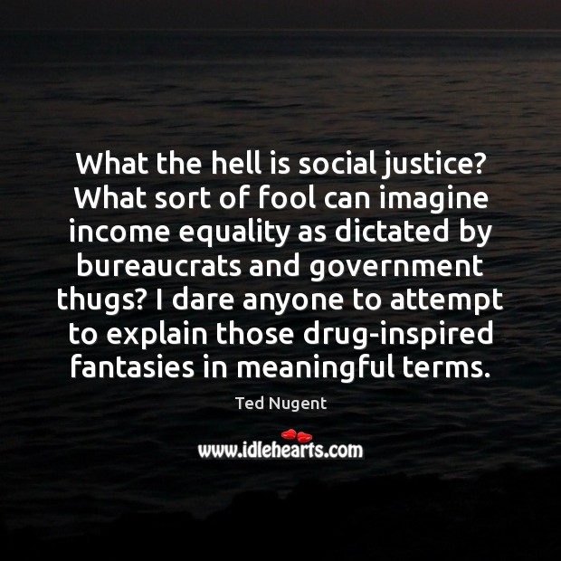 What the hell is social justice? What sort of fool can imagine Ted Nugent Picture Quote