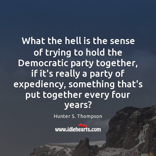 What the hell is the sense of trying to hold the Democratic Hunter S. Thompson Picture Quote