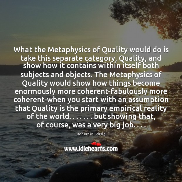 What the Metaphysics of Quality would do is take this separate category, Image