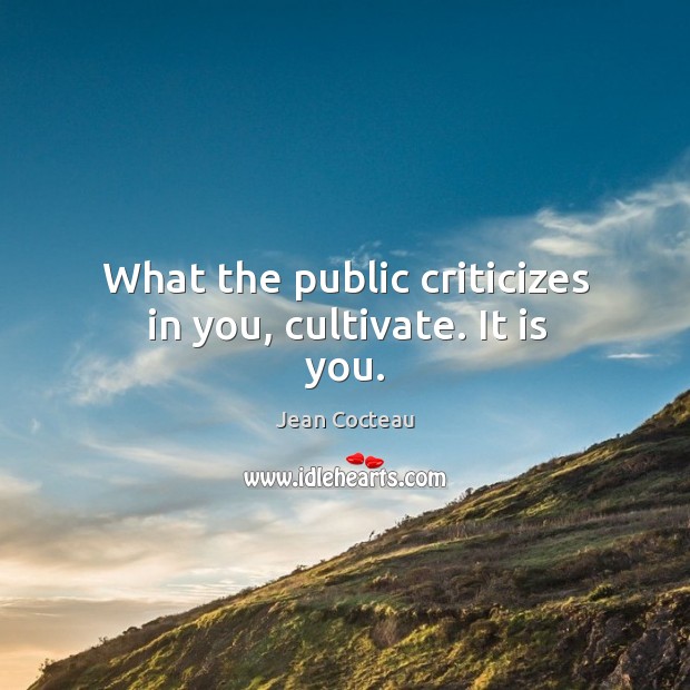 What the public criticizes in you, cultivate. It is you. Jean Cocteau Picture Quote