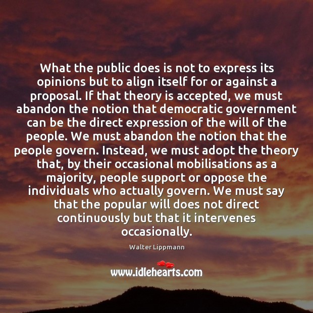 What the public does is not to express its opinions but to Walter Lippmann Picture Quote