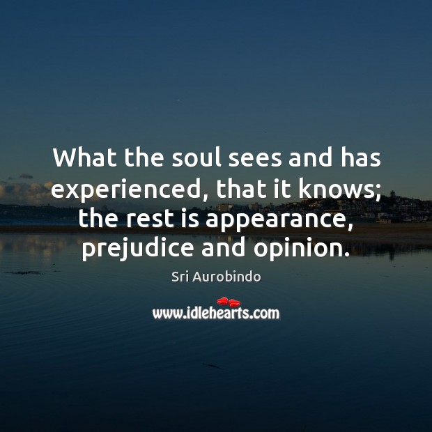 What the soul sees and has experienced, that it knows; the rest Appearance Quotes Image