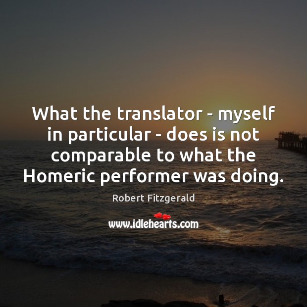 What the translator – myself in particular – does is not comparable Image