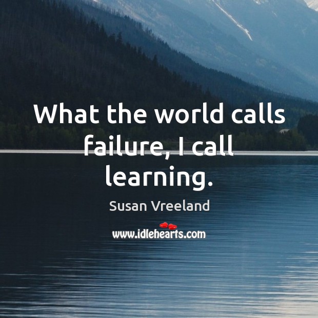 What the world calls failure, I call learning. Susan Vreeland Picture Quote