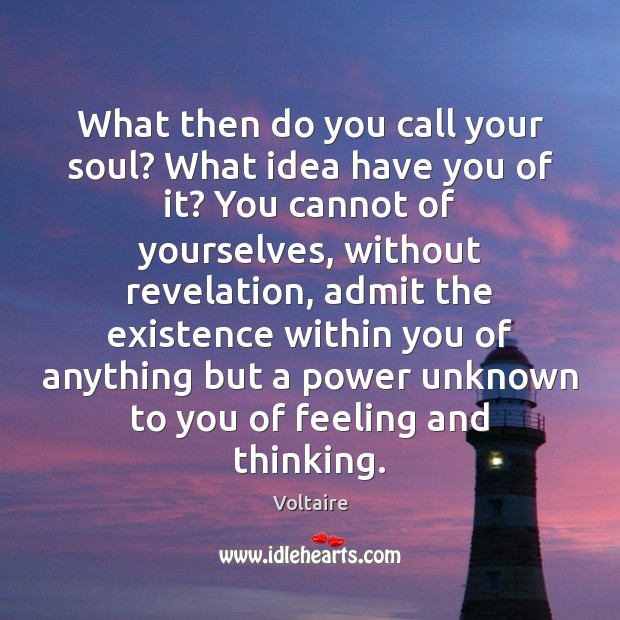 What then do you call your soul? What idea have you of Voltaire Picture Quote