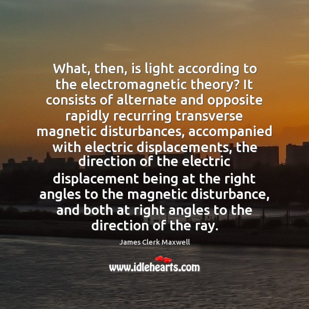 What, then, is light according to the electromagnetic theory? It consists of Image
