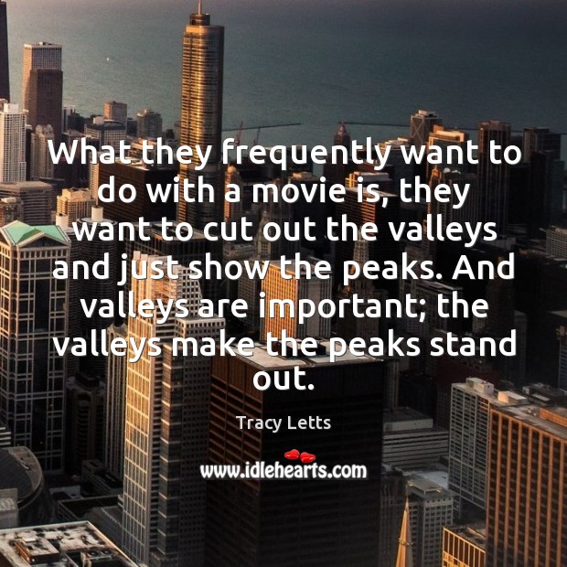 What they frequently want to do with a movie is, they want Tracy Letts Picture Quote