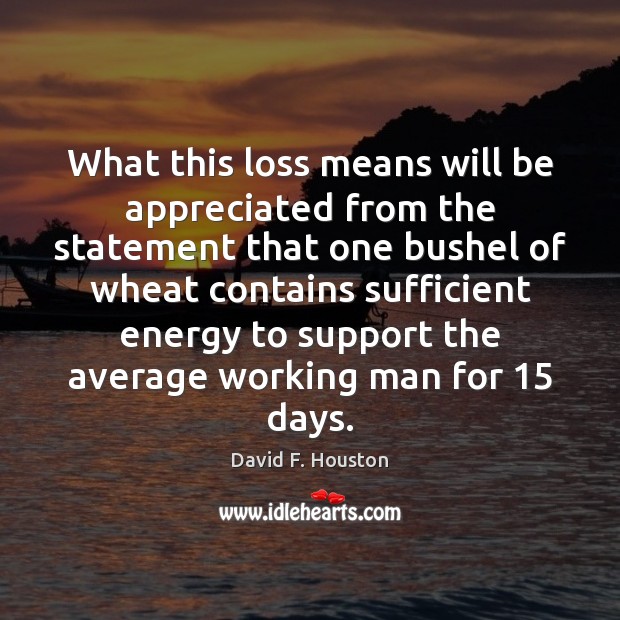 What this loss means will be appreciated from the statement that one David F. Houston Picture Quote