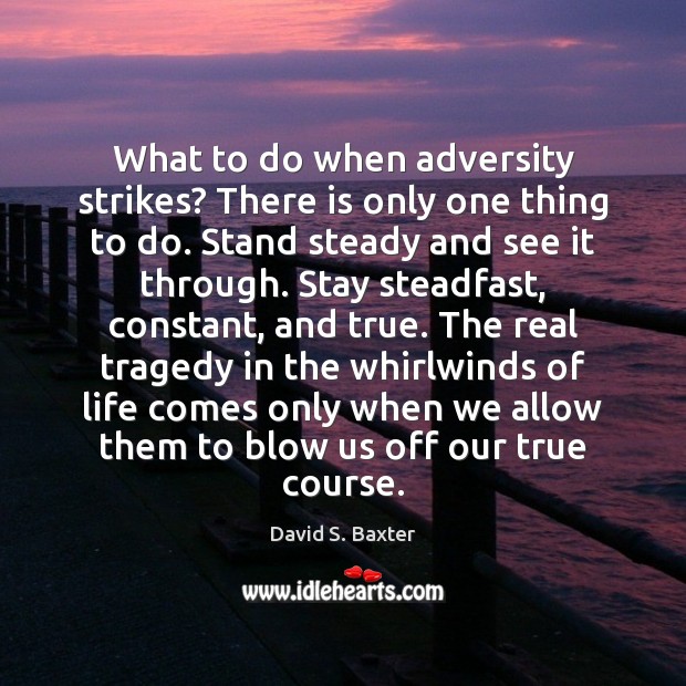 What to do when adversity strikes? There is only one thing to David S. Baxter Picture Quote