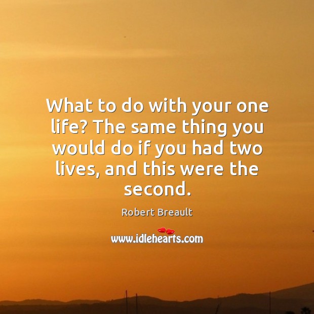 What to do with your one life? The same thing you would Robert Breault Picture Quote