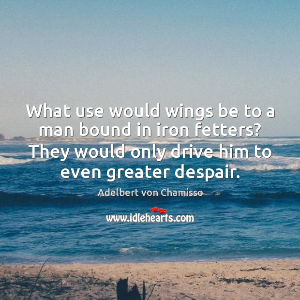 What use would wings be to a man bound in iron fetters? Adelbert von Chamisso Picture Quote