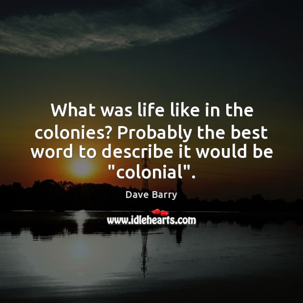 What was life like in the colonies? Probably the best word to Dave Barry Picture Quote