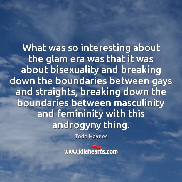 What was so interesting about the glam era was that it was Todd Haynes Picture Quote