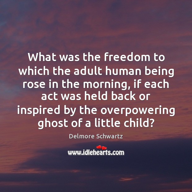 What was the freedom to which the adult human being rose in Delmore Schwartz Picture Quote