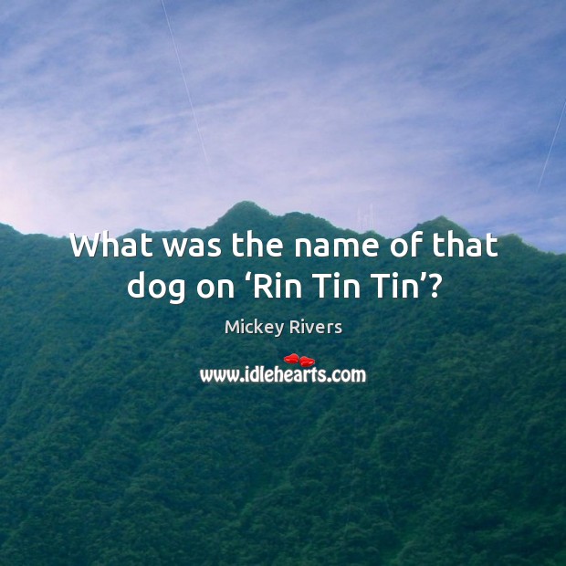 What was the name of that dog on ‘rin tin tin’? Mickey Rivers Picture Quote