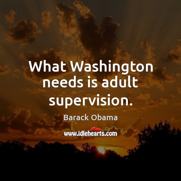 What Washington needs is adult supervision. Barack Obama Picture Quote