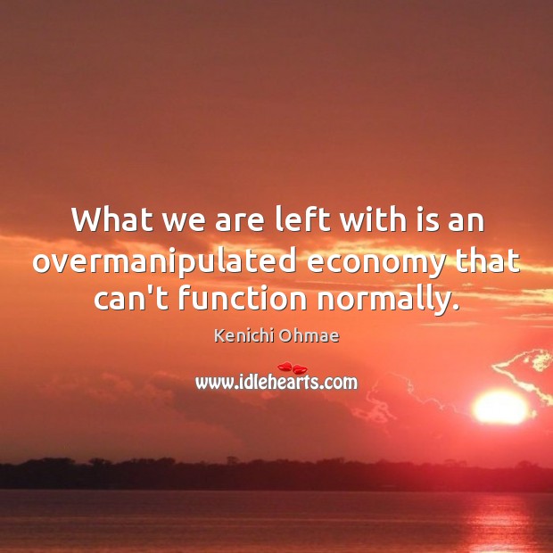 What we are left with is an overmanipulated economy that can’t function normally. Kenichi Ohmae Picture Quote