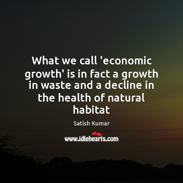 What we call ‘economic growth’ is in fact a growth in waste Satish Kumar Picture Quote