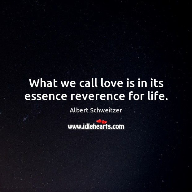 What we call love is in its essence reverence for life. Image