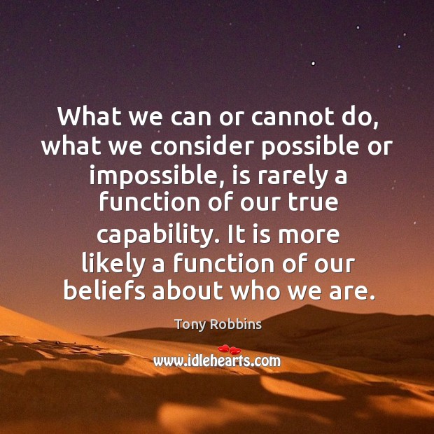 What we can or cannot do, what we consider possible or impossible Image