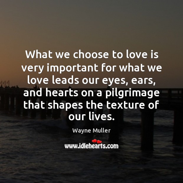 What we choose to love is very important for what we love Wayne Muller Picture Quote