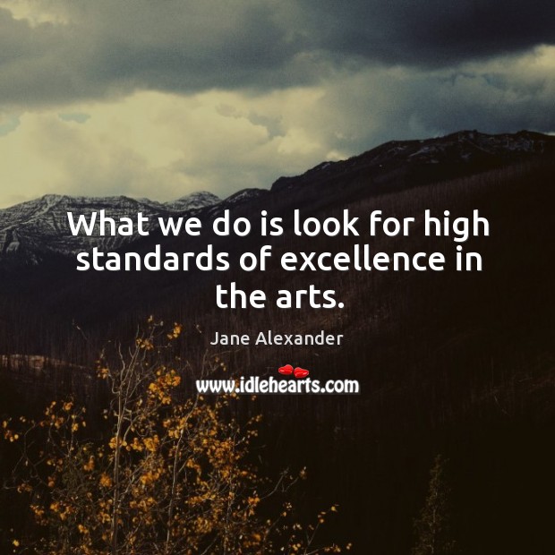 What we do is look for high standards of excellence in the arts. Jane Alexander Picture Quote