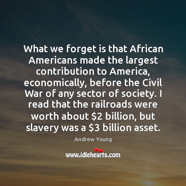 What we forget is that African Americans made the largest contribution to 