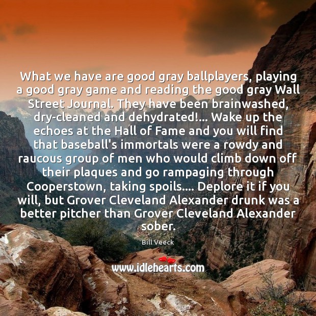 What we have are good gray ballplayers, playing a good gray game Bill Veeck Picture Quote