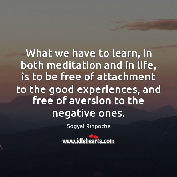 What we have to learn, in both meditation and in life, is Image