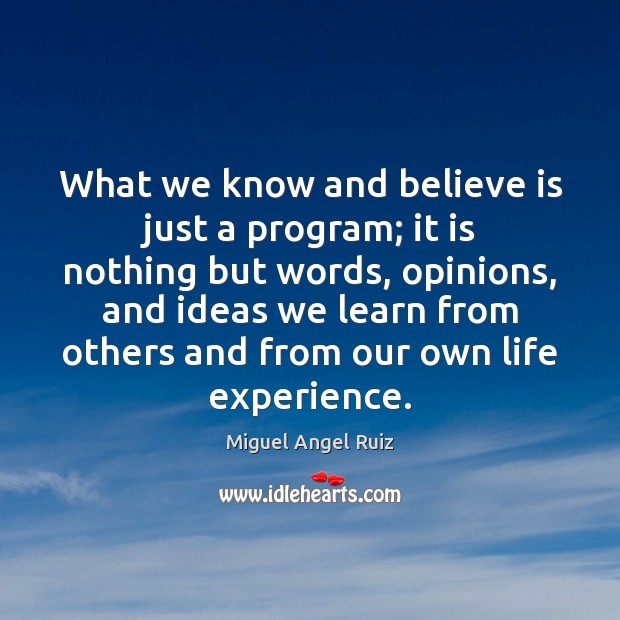 What we know and believe is just a program; it is nothing Image