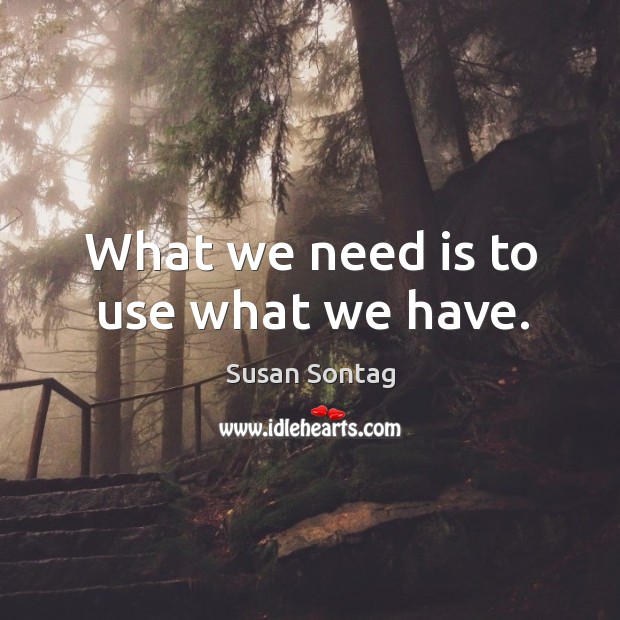What we need is to use what we have. Image