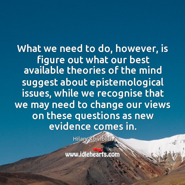 What we need to do, however, is figure out what our best Hilary Kornblith Picture Quote