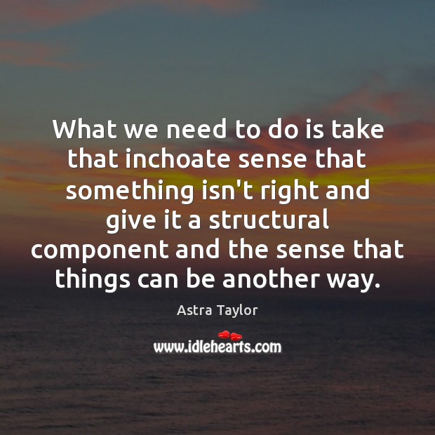 What we need to do is take that inchoate sense that something Image