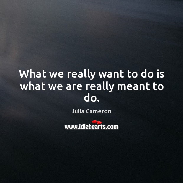 What we really want to do is what we are really meant to do. Julia Cameron Picture Quote