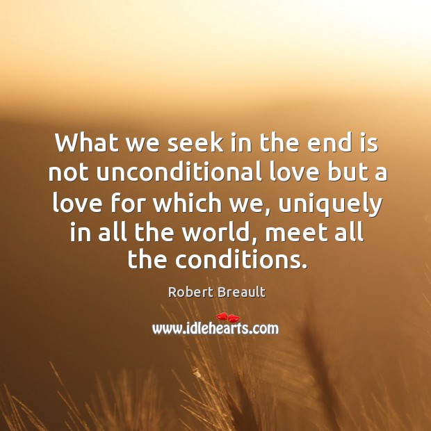 What we seek in the end is not unconditional love but a Robert Breault Picture Quote