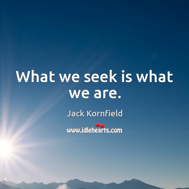 What we seek is what we are. Jack Kornfield Picture Quote