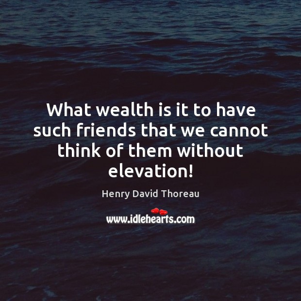 What wealth is it to have such friends that we cannot think of them without elevation! Wealth Quotes Image