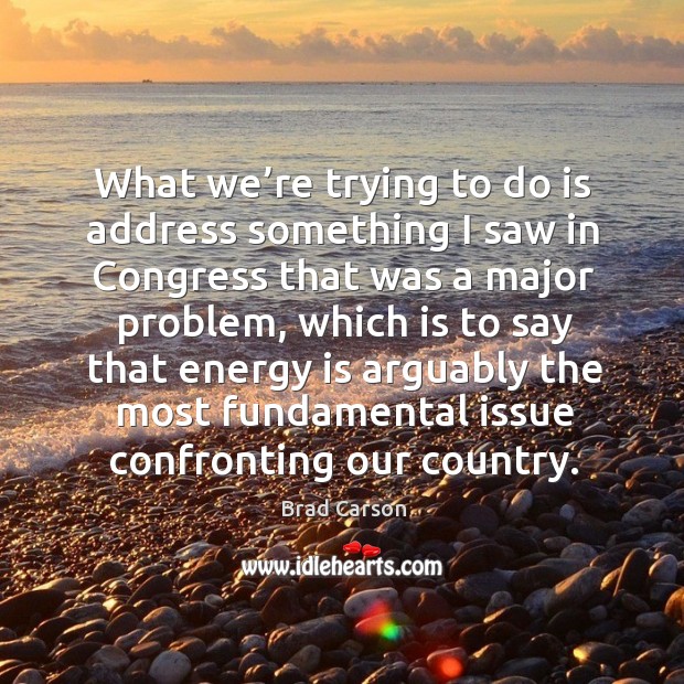 What we’re trying to do is address something I saw in congress that was a major problem Brad Carson Picture Quote