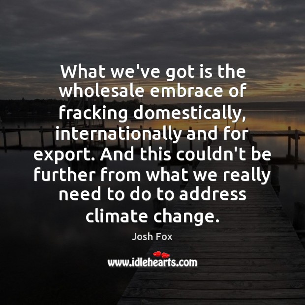 What we’ve got is the wholesale embrace of fracking domestically, internationally and Josh Fox Picture Quote