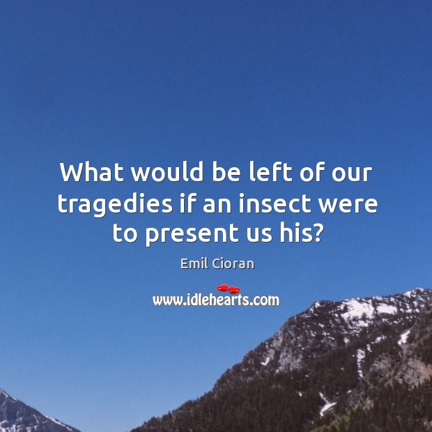 What would be left of our tragedies if an insect were to present us his? Emil Cioran Picture Quote