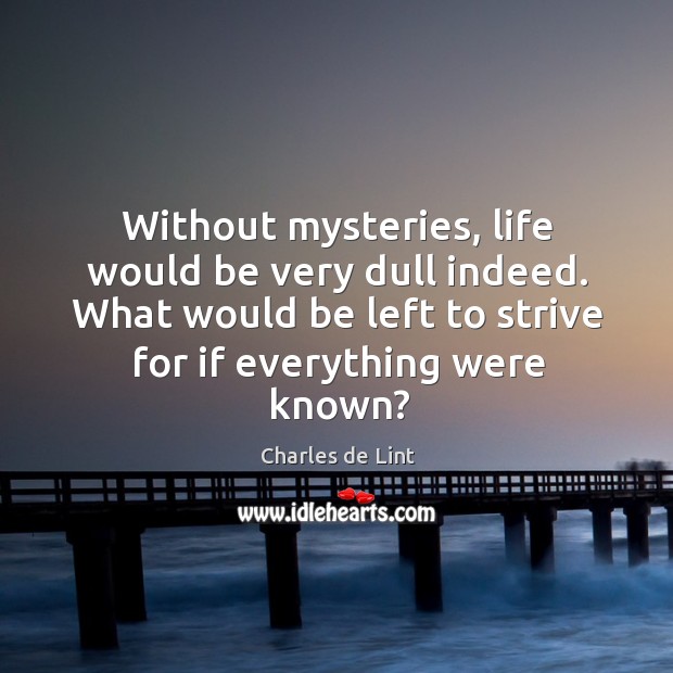 What would be left to strive for if everything were known? Charles de Lint Picture Quote
