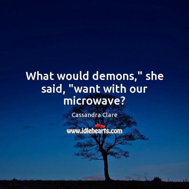 What would demons,” she said, “want with our microwave? Image