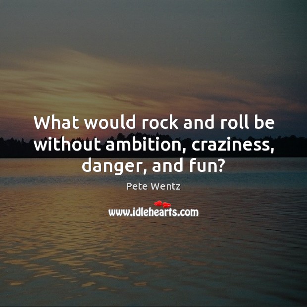 What would rock and roll be without ambition, craziness, danger, and fun? Pete Wentz Picture Quote