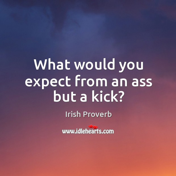 What would you expect from an ass but a kick? Irish Proverbs Image