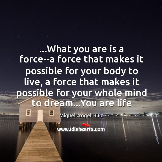 …What you are is a force–a force that makes it possible for Miguel Angel Ruiz Picture Quote
