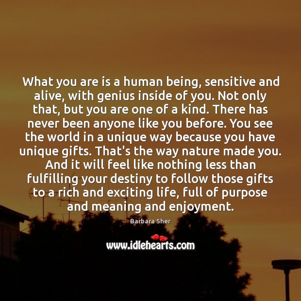What you are is a human being, sensitive and alive, with genius Image