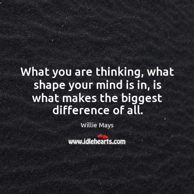 What you are thinking, what shape your mind is in, is what Willie Mays Picture Quote