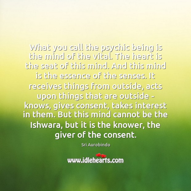 What you call the psychic being is the mind of the vital. Sri Aurobindo Picture Quote