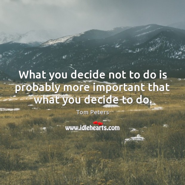 What you decide not to do is probably more important that what you decide to do. Tom Peters Picture Quote