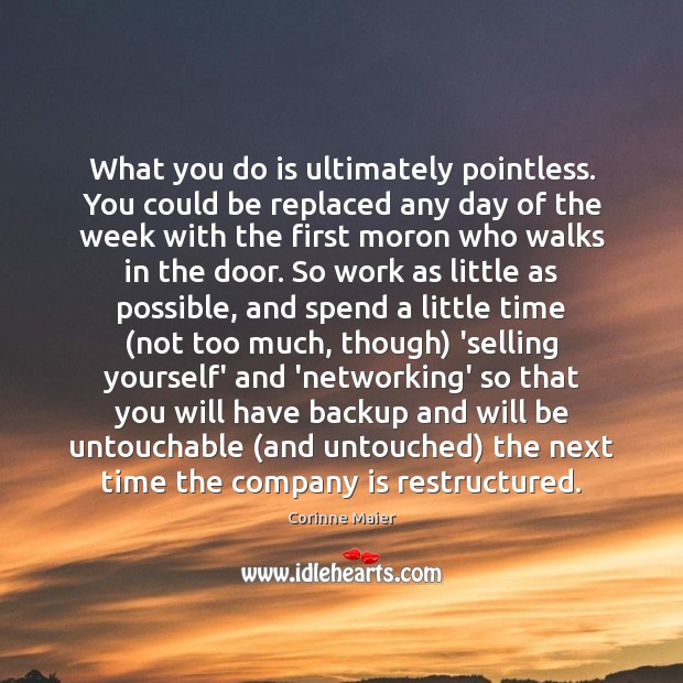 What you do is ultimately pointless. You could be replaced any day Corinne Maier Picture Quote